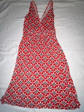 Boden Red Floral-Print V-Neck Maxi Dress